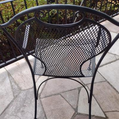 Vintage Wrought Metal Frame Chair with Mesh Seat and Back