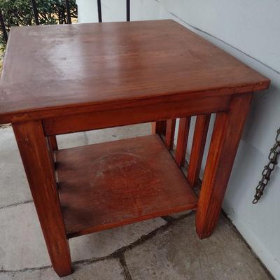 Solid Wood Arts and Crafts Style Side Table Possible Teak Wood