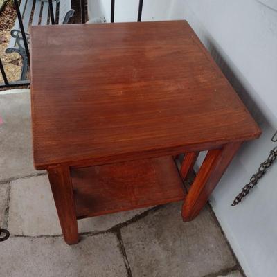 Solid Wood Arts and Crafts Style Side Table Possible Teak Wood