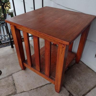 Solid Wood Arts and Crafts Style Side Table Possible Teak Wood
