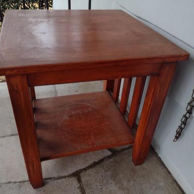 Solid Wood Arts and Crafts Style Side Table Possible Teak Wood