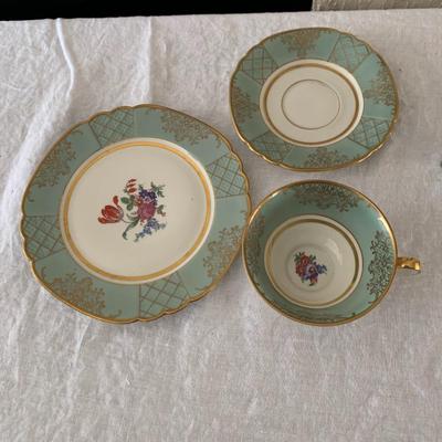 Seltmann Weiden Bavaria tea cup saucer plate set trio golden accents German