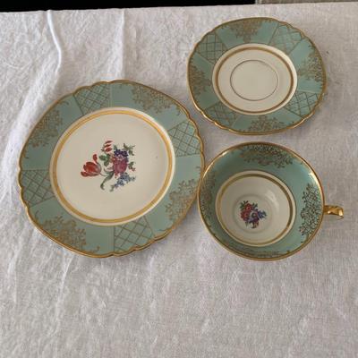 Seltmann Weiden Bavaria tea cup saucer plate set trio golden accents German