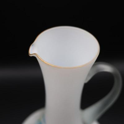 Floral Frosted Glass Pitcher Made in Italy