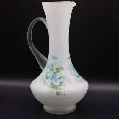 Floral Frosted Glass Pitcher Made in Italy