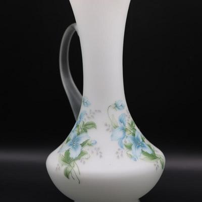Floral Frosted Glass Pitcher Made in Italy