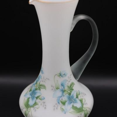 Floral Frosted Glass Pitcher Made in Italy