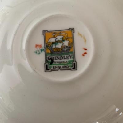 Antique Edwardian Grindley Tunstall English Demitasse China Cup & Saucer Set