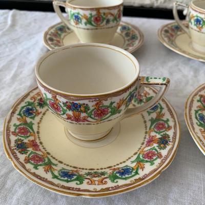 Antique Edwardian Grindley Tunstall English Demitasse China Cup & Saucer Set