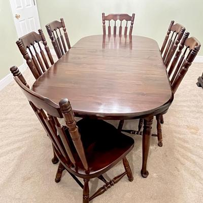 Vtg. Seven (7) Piece Solid Wood Dining Room Table & Chairs ~ * Read Details