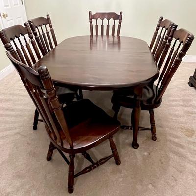 Vtg. Seven (7) Piece Solid Wood Dining Room Table & Chairs ~ * Read Details