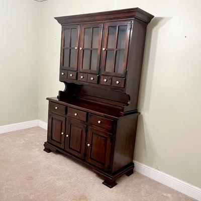 Solid Wood 2 Piece Step Back China Cupboard ~ *Read Details