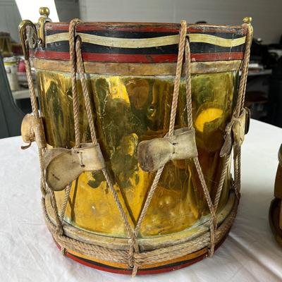 U853 Antique British Regimental Brass Drum, Vintage Mastro Snare & Kids Drum