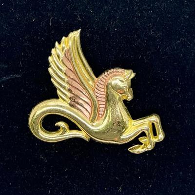 Monet Sterling Silver & Rose Gold Vermeil Pegasus Winged Horse Brooch Pin