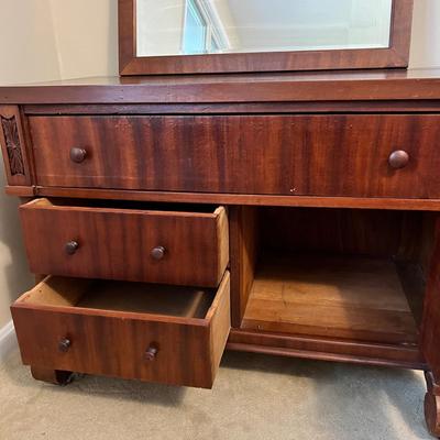 Ornate Carved Antique Dresser w. Mirror