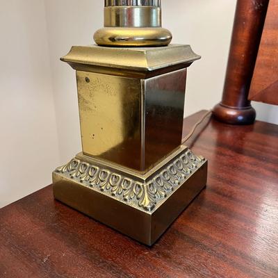 Tall Brass Corinthian Column Table Lamp