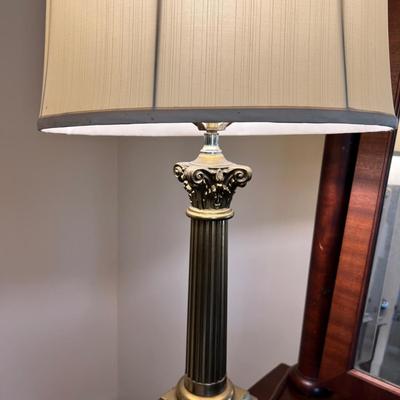 Tall Brass Corinthian Column Table Lamp