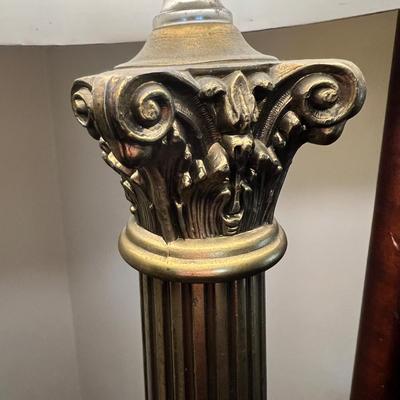 Tall Brass Corinthian Column Table Lamp