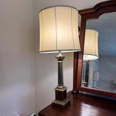 Tall Brass Corinthian Column Table Lamp