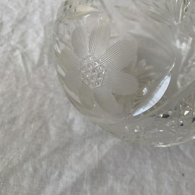 Antique Cut Glass Ribbed Etched Water Carafe Vase