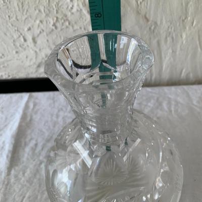 Antique Cut Glass Ribbed Etched Water Carafe Vase