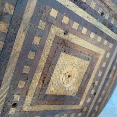 Vintage Handcrafted Parquetry Wooden Vase or Candle Holder 18" tall!
