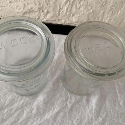 Pair of Weck 1 liter jars 6" ta;;