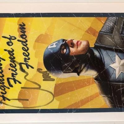 Captain America Marvel signed postcard