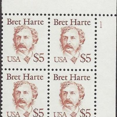  $5 Bret Hart Writer Plate Block 