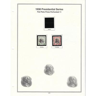 1938 Presidential Series commemorative stamps sheet