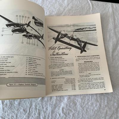 VIntage Pilot manual for Lockheed P-38 Lightning airplane
