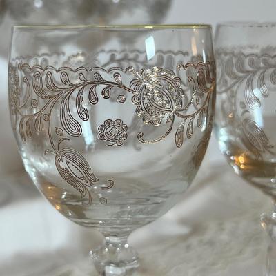Lot of 6 Vintage Metal Overlay Champagne Wine Stemware