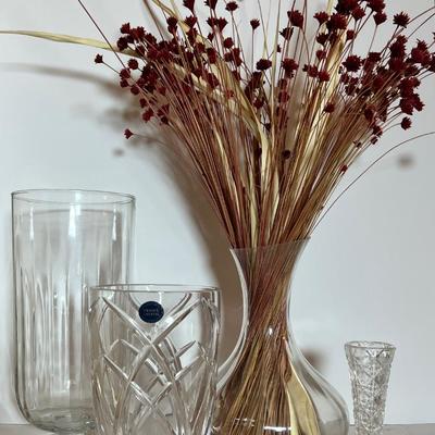 4 Crystal, Cut Glass Vases