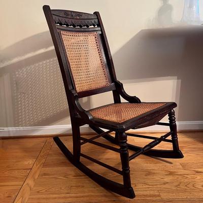 Antique Cane Back Seat Rocking Chair