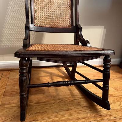 Antique Cane Back Seat Rocking Chair