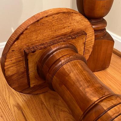 Pair of Round Top Wood Pedestals