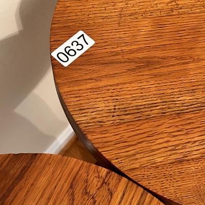 Pair of Round Top Wood Pedestals