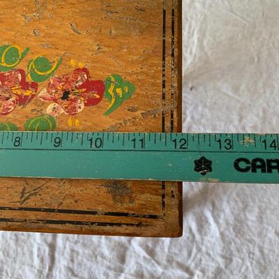 Sweet vintage wood step stool with painted flowes