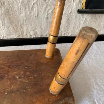 Sweet vintage wood step stool with painted flowes
