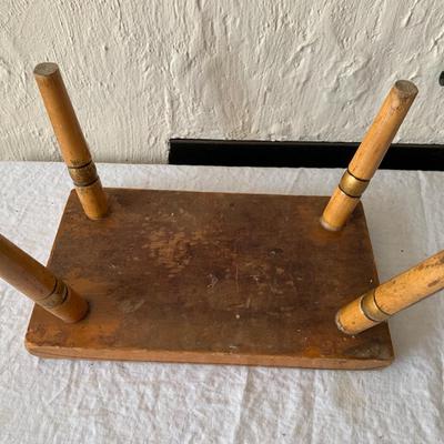 Sweet vintage wood step stool with painted flowes