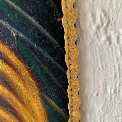 Vintage Painting on Black Velvet Hanging Scroll Yellow Tiger Hanging Scroll