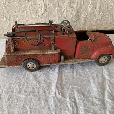 VIntage toy firetruck Metal No. 5, Well Loved!