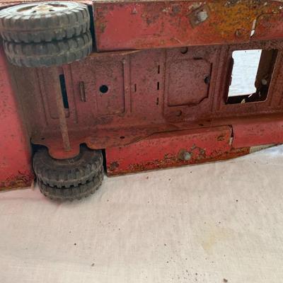 VIntage toy firetruck Metal No. 5, Well Loved!