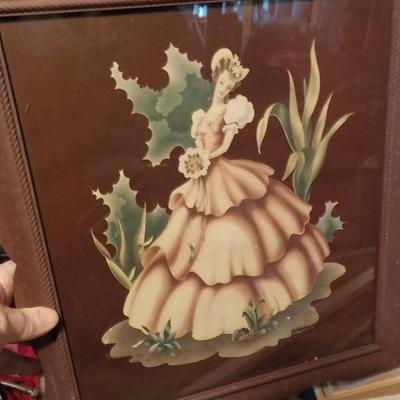 Vintage Linen Painting of the Wedding dress".