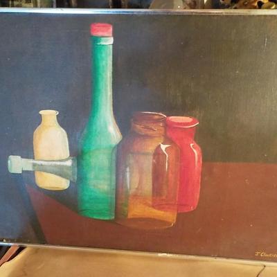 Original Oil the kitchen Still By J. Cloutier.