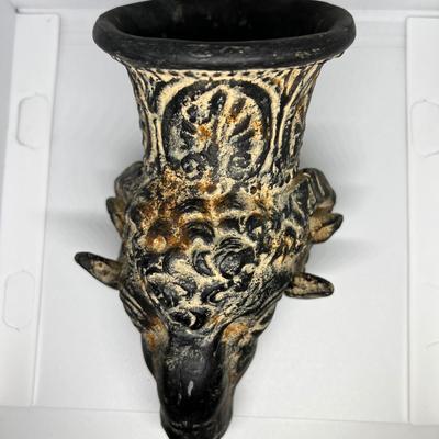 Vintage Ram-Head Rhyton Ceramic Sculpture