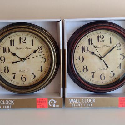 Pair of Glass Faced Wall Clocks- 9