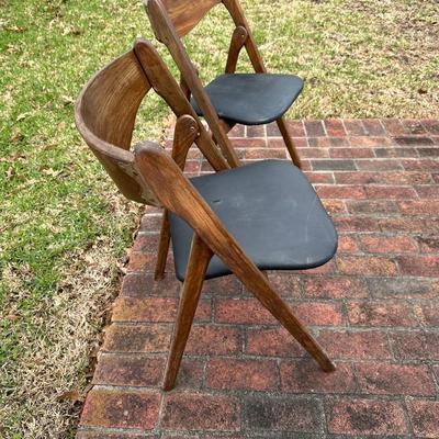 (2) Wood Folding Chairs (see description)