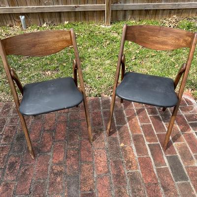 (2) Wood Folding Chairs (see description)