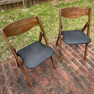 (2) Wood Folding Chairs (see description)